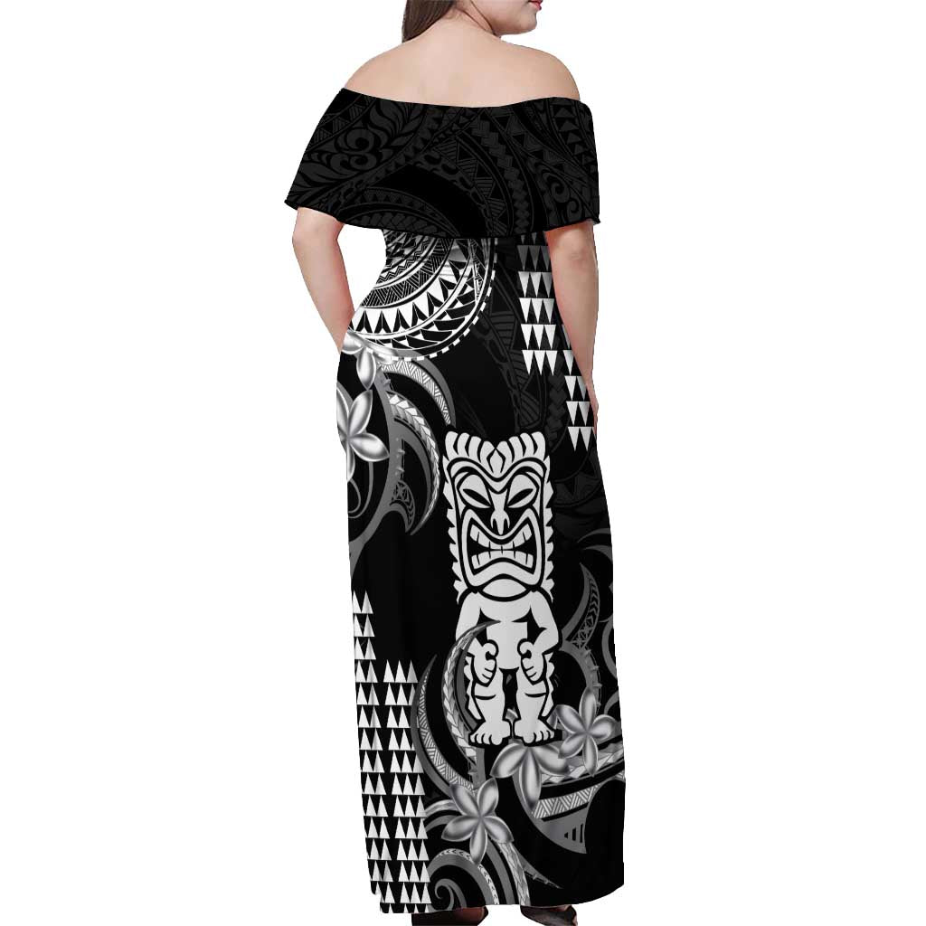 Hawaii Ku God Off Shoulder Maxi Dress Kakau Mix Polynesian Tattoo LT14 - Polynesian Pride