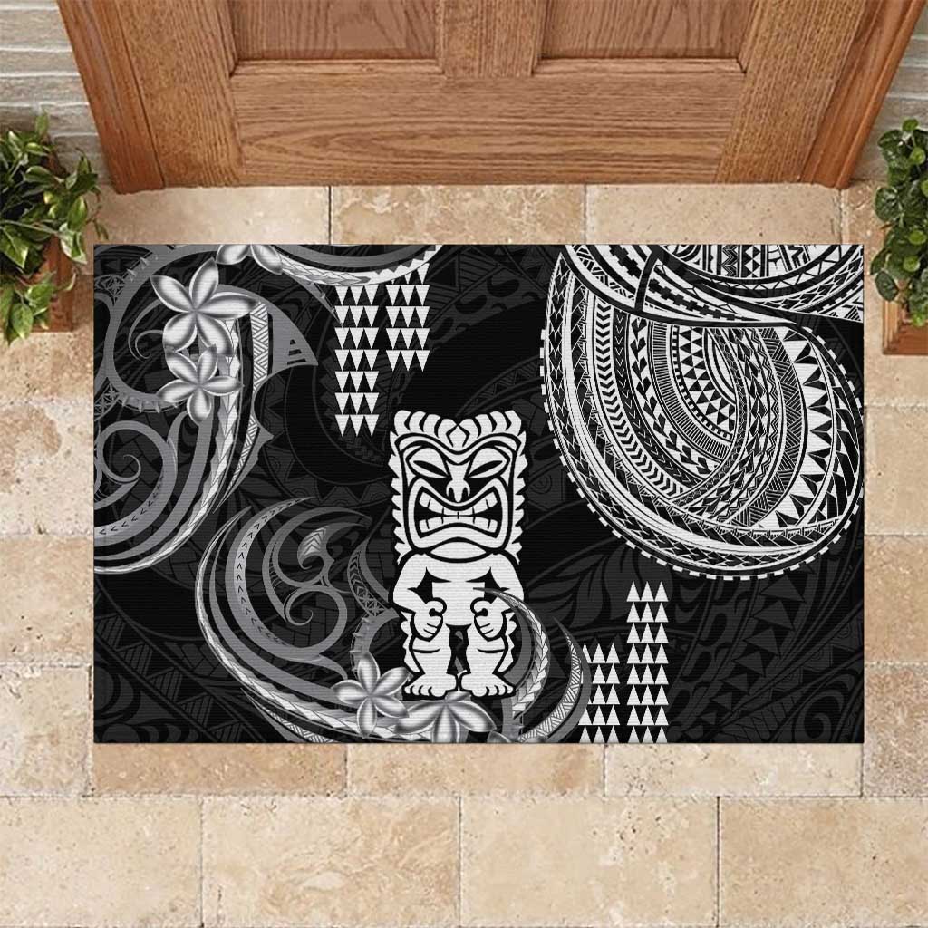 Hawaii Ku God Rubber Doormat Kakau Mix Polynesian Tattoo LT14 Black - Polynesian Pride