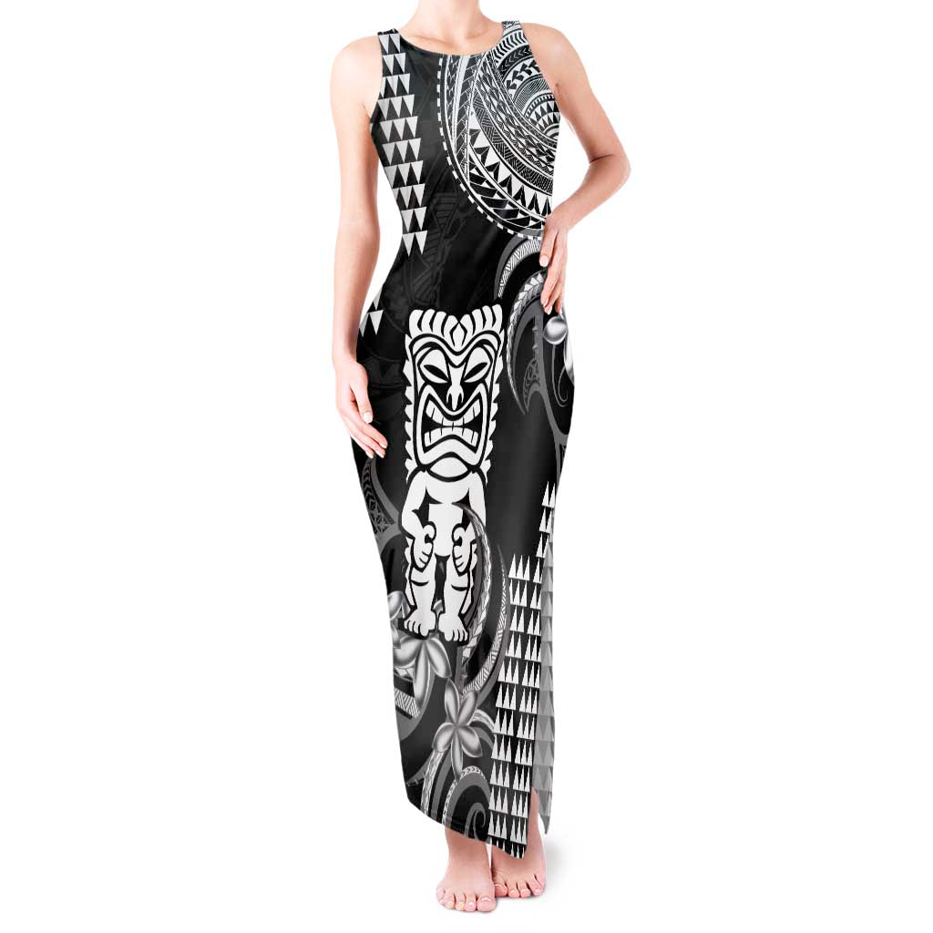 Hawaii Ku God Tank Maxi Dress Kakau Mix Polynesian Tattoo LT14 Women Black - Polynesian Pride