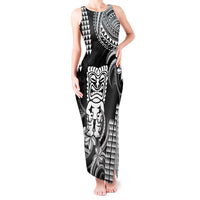 Hawaii Ku God Tank Maxi Dress Kakau Mix Polynesian Tattoo LT14 Women Black - Polynesian Pride