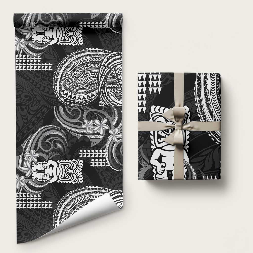 Hawaii Ku God Wrapping Paper Kakau Mix Polynesian Tattoo LT14 58" × 23" Black - Polynesian Pride
