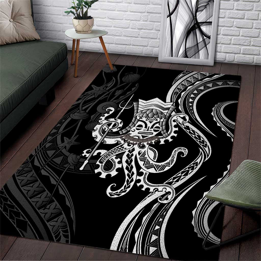 Black Hawaii Kanaloa God Area Rug Hawaiian Octopus