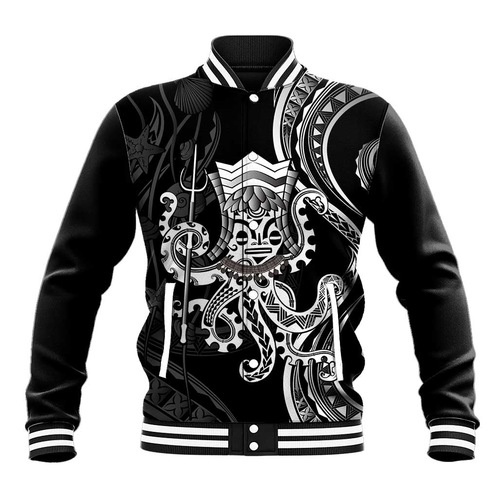 Black Hawaii Kanaloa God Baseball Jacket Hawaiian Octopus LT14 Unisex Black - Polynesian Pride