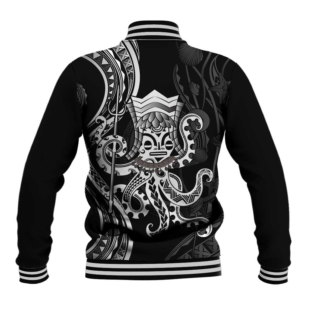 Black Hawaii Kanaloa God Baseball Jacket Hawaiian Octopus LT14 - Polynesian Pride