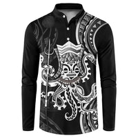 Black Hawaii Kanaloa God Button Sweatshirt Hawaiian Octopus LT14 Black - Polynesian Pride