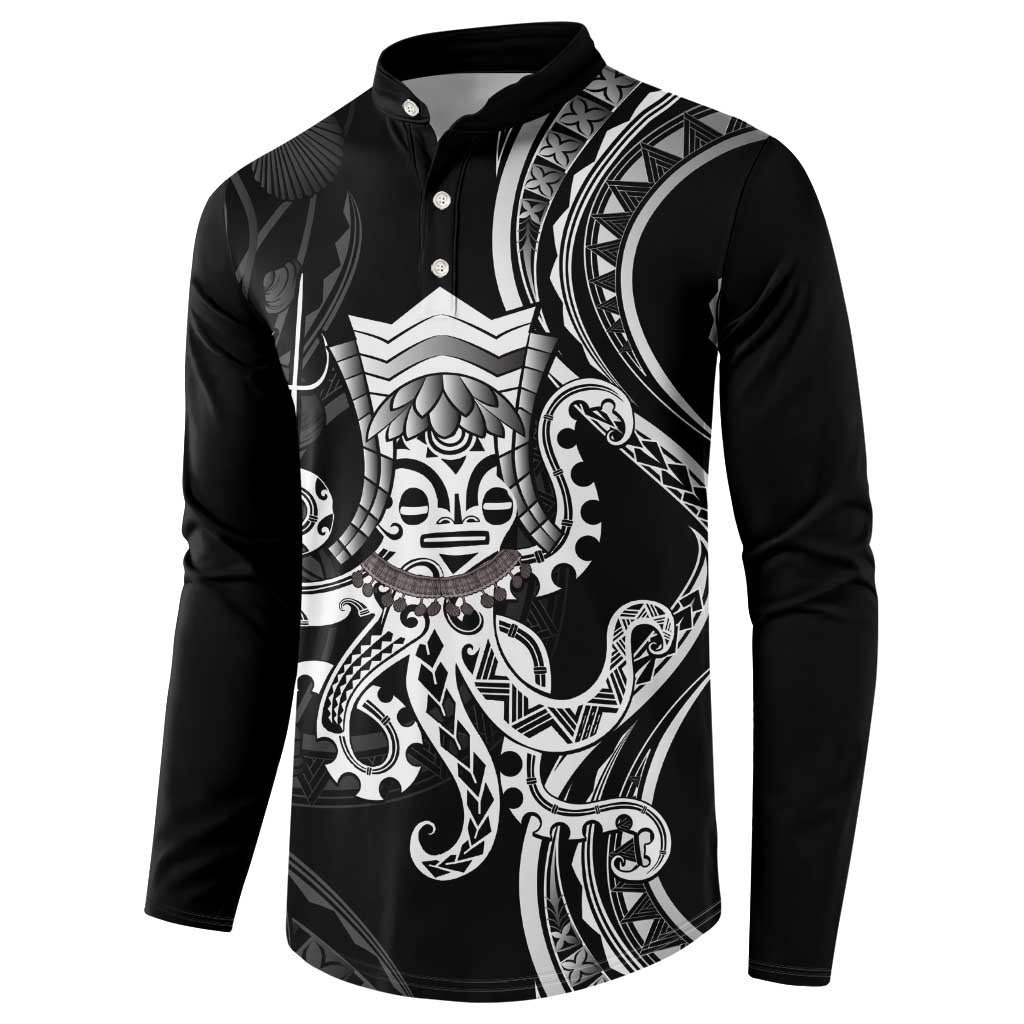 Black Hawaii Kanaloa God Button Sweatshirt Hawaiian Octopus LT14 - Polynesian Pride