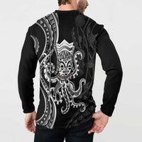 Black Hawaii Kanaloa God Button Sweatshirt Hawaiian Octopus LT14 - Polynesian Pride