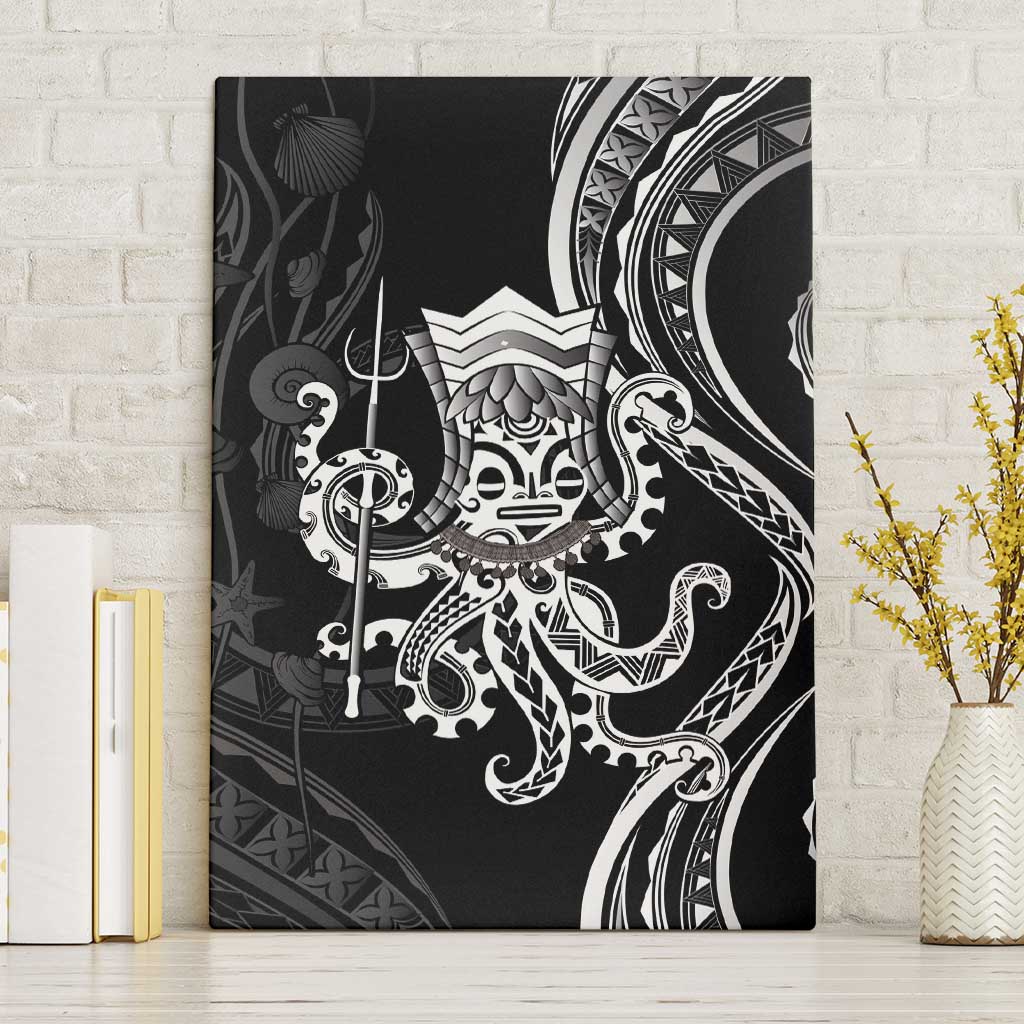 Black Hawaii Kanaloa God Canvas Wall Art Hawaiian Octopus LT14 Without Frame Black - Polynesian Pride