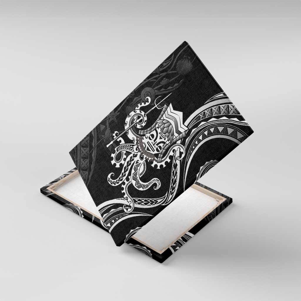 Black Hawaii Kanaloa God Canvas Wall Art Hawaiian Octopus LT14 With Frame Black - Polynesian Pride