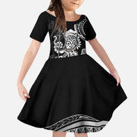 Black Hawaii Kanaloa God Family Matching Off The Shoulder Long Sleeve Dress and Hawaiian Shirt Hawaiian Octopus