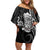 Black Hawaii Kanaloa God Family Matching Off Shoulder Short Dress and Hawaiian Shirt Hawaiian Octopus