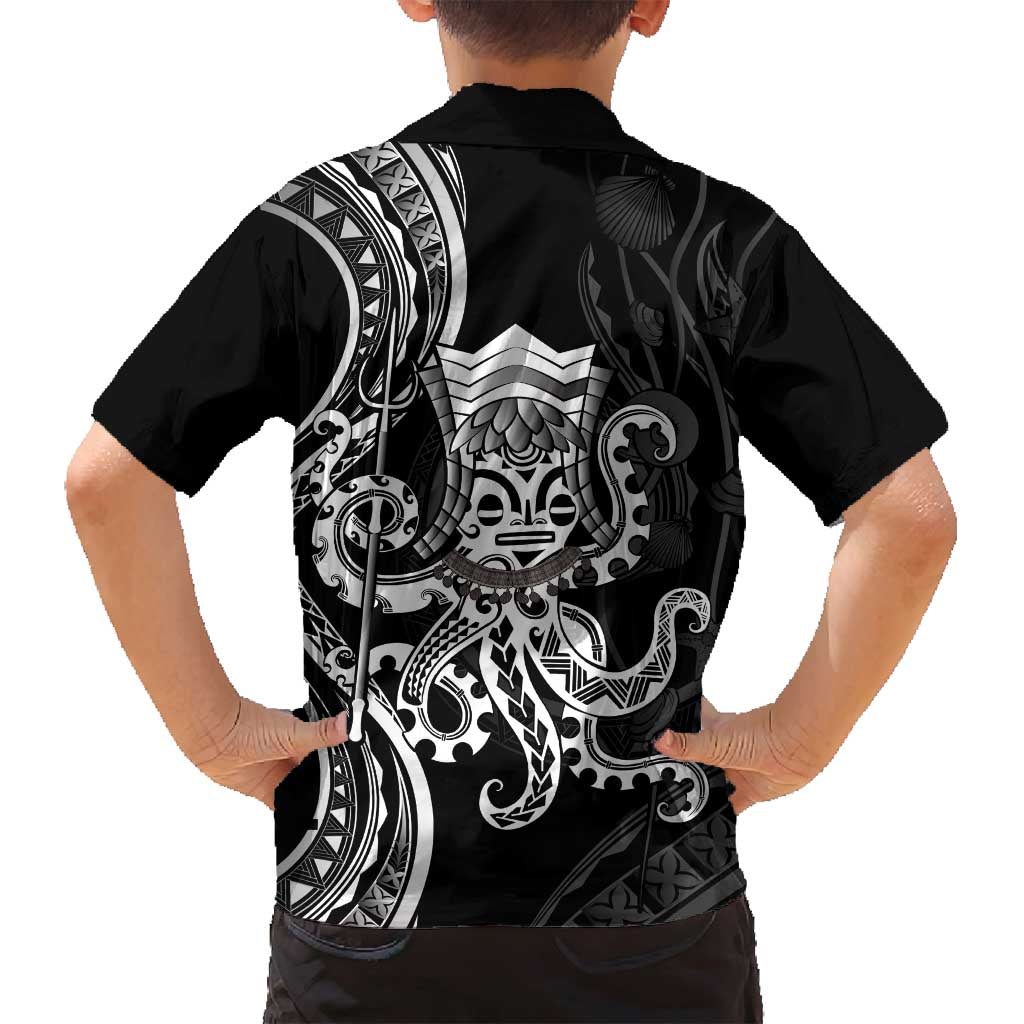 Black Hawaii Kanaloa God Family Matching Puletasi and Hawaiian Shirt Hawaiian Octopus