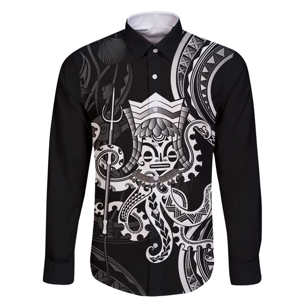 Black Hawaii Kanaloa God Family Matching Puletasi and Hawaiian Shirt Hawaiian Octopus
