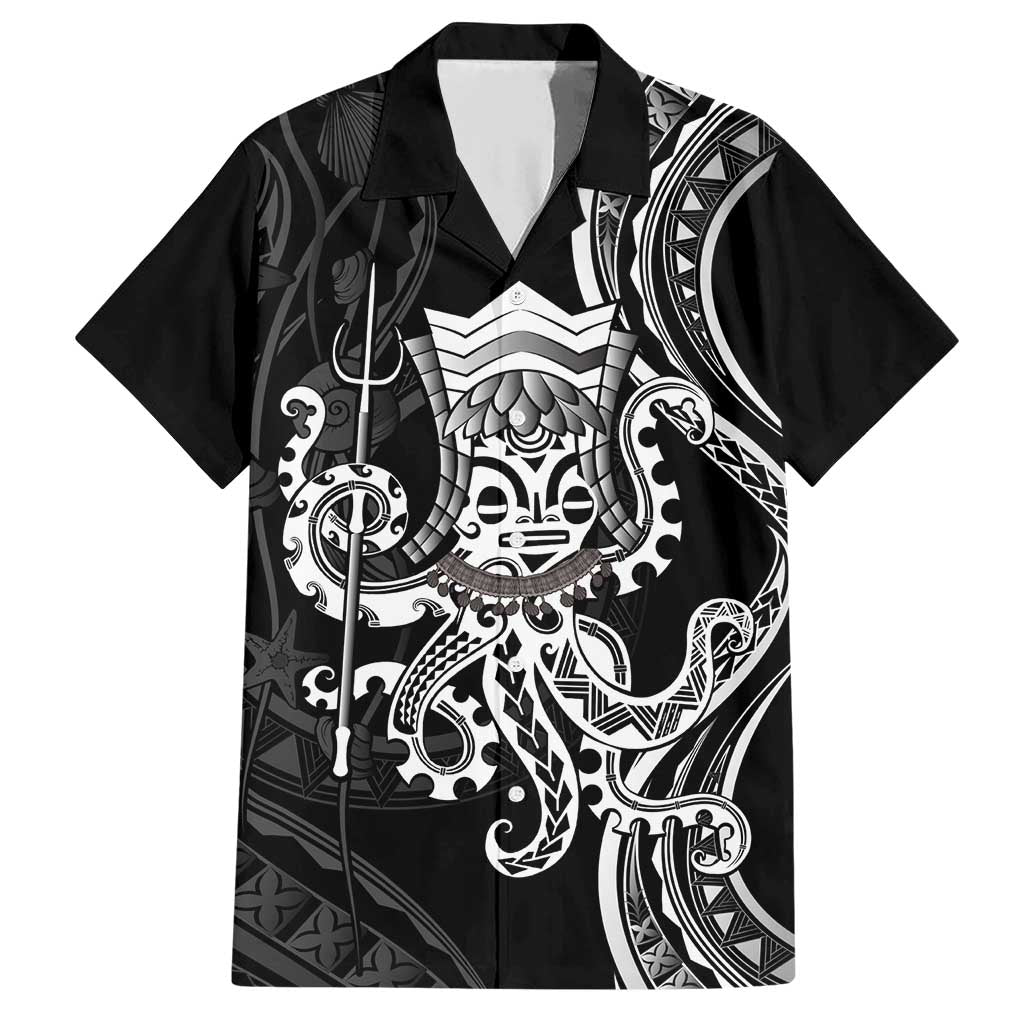 Black Hawaii Kanaloa God Family Matching Short Sleeve Bodycon Dress and Hawaiian Shirt Hawaiian Octopus