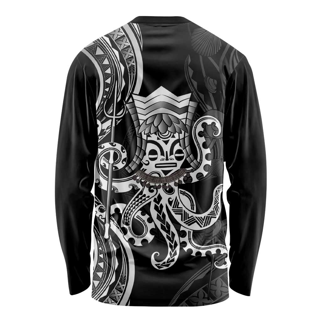 Black Hawaii Kanaloa God Long Sleeve Shirt Hawaiian Octopus LT14 - Polynesian Pride