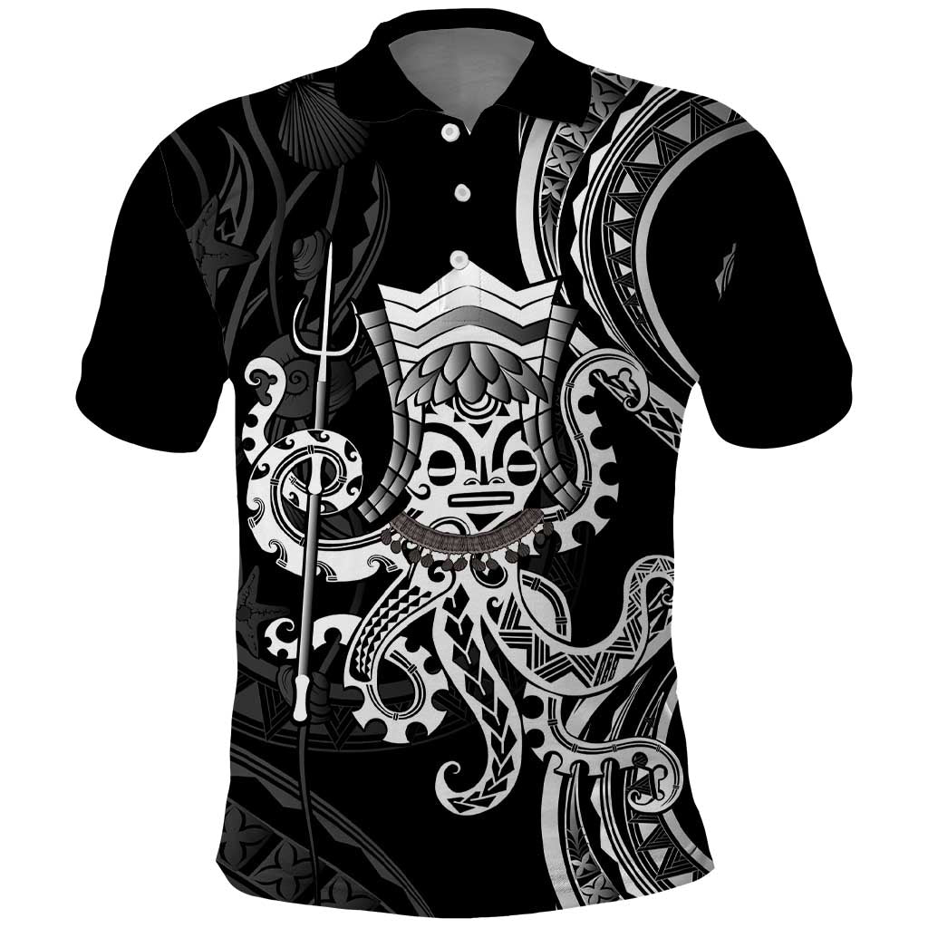 Black Hawaii Kanaloa God Polo Shirt Hawaiian Octopus