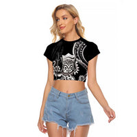 Black Hawaii Kanaloa God Raglan Cropped T Shirt Hawaiian Octopus LT14 Female Black - Polynesian Pride