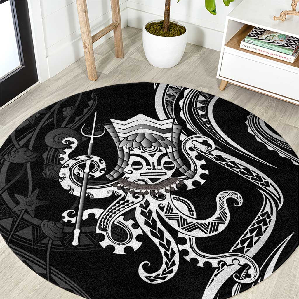 Black Hawaii Kanaloa God Round Carpet Hawaiian Octopus