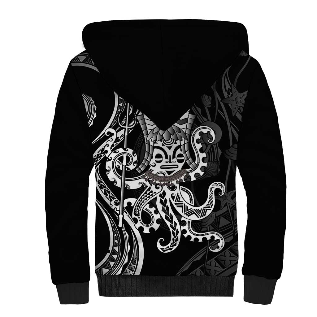 Black Hawaii Kanaloa God Sherpa Hoodie Hawaiian Octopus LT14 - Polynesian Pride
