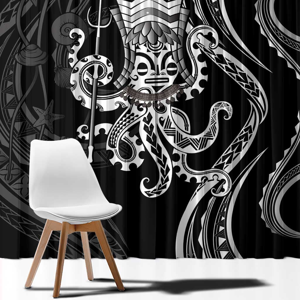 Black Hawaii Kanaloa God Window Curtain Hawaiian Octopus LT14 - Polynesian Pride