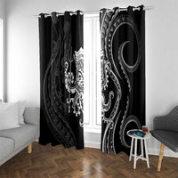 Black Hawaii Kanaloa God Window Curtain Hawaiian Octopus LT14 With Grommets Black - Polynesian Pride