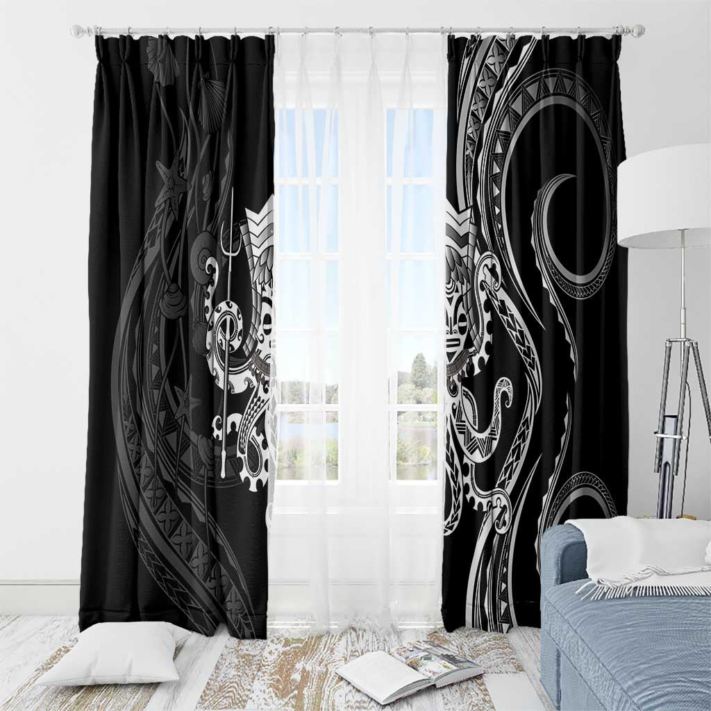 Black Hawaii Kanaloa God Window Curtain Hawaiian Octopus LT14 - Polynesian Pride