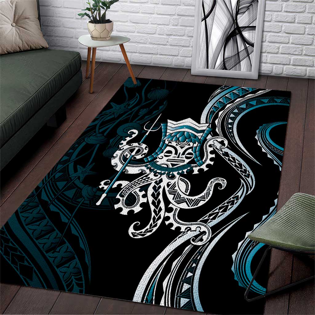 Turquoise Hawaii Kanaloa God Area Rug Hawaiian Octopus