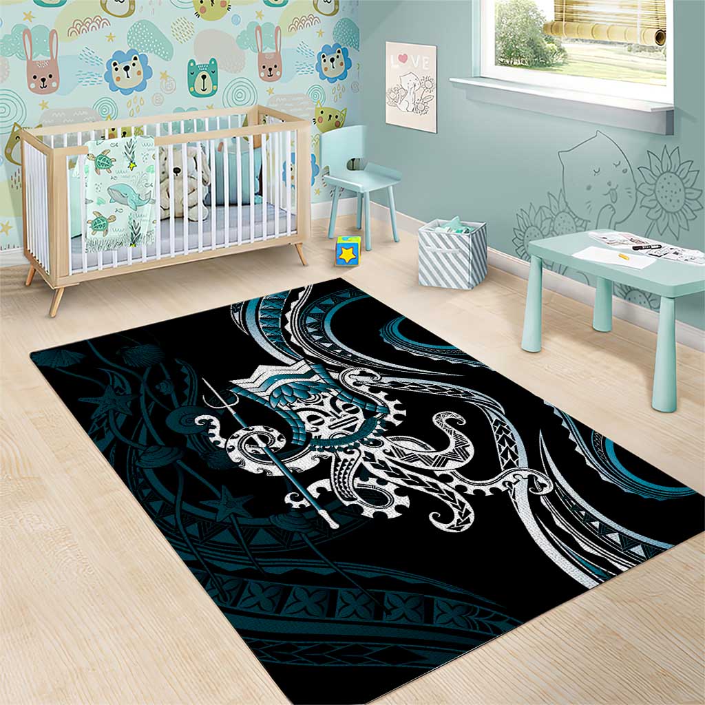 Turquoise Hawaii Kanaloa God Area Rug Hawaiian Octopus