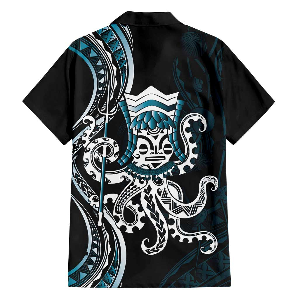 Turquoise Hawaii Kanaloa God Family Matching Long Sleeve Bodycon Dress and Hawaiian Shirt Hawaiian Octopus LT14 - Polynesian Pride