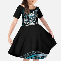 Turquoise Hawaii Kanaloa God Family Matching Short Sleeve Bodycon Dress and Hawaiian Shirt Hawaiian Octopus