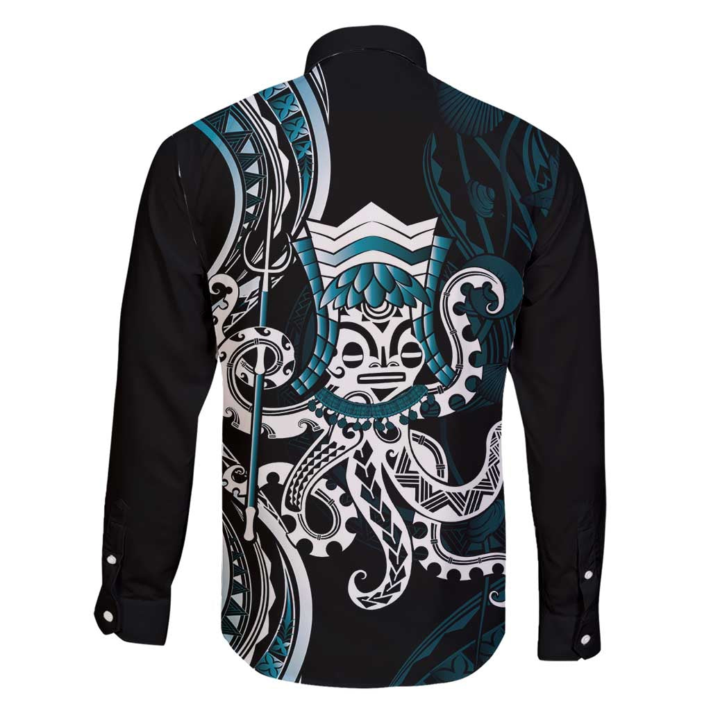 Turquoise Hawaii Kanaloa God Family Matching Short Sleeve Bodycon Dress and Hawaiian Shirt Hawaiian Octopus