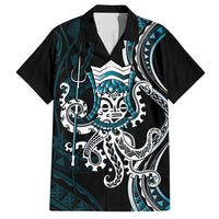Turquoise Hawaii Kanaloa God Family Matching Tank Maxi Dress and Hawaiian Shirt Hawaiian Octopus