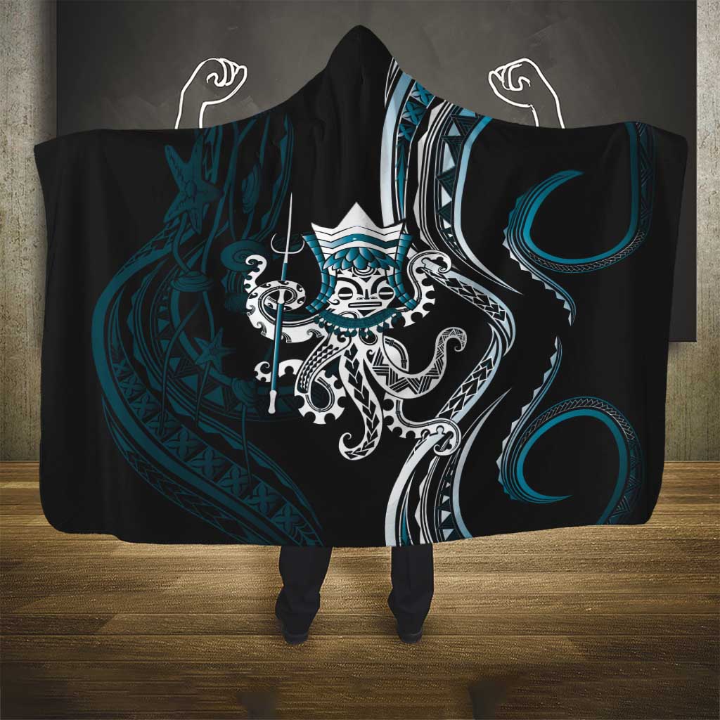 Turquoise Hawaii Kanaloa God Hooded Blanket Hawaiian Octopus LT14 - Polynesian Pride