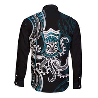 Turquoise Hawaii Kanaloa God Long Sleeve Button Shirt Hawaiian Octopus LT14 - Polynesian Pride