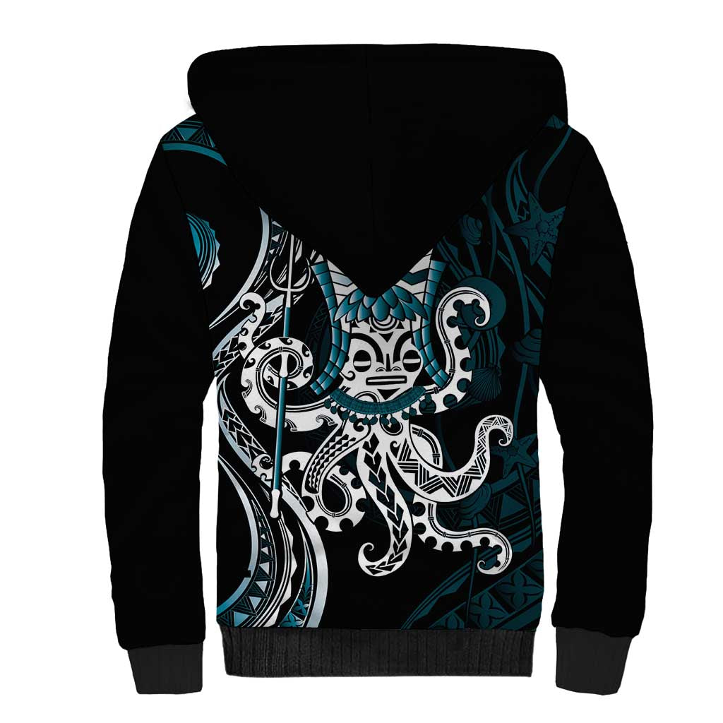 Turquoise Hawaii Kanaloa God Sherpa Hoodie Hawaiian Octopus LT14 - Polynesian Pride
