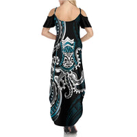 Turquoise Hawaii Kanaloa God Summer Maxi Dress Hawaiian Octopus LT14 - Polynesian Pride