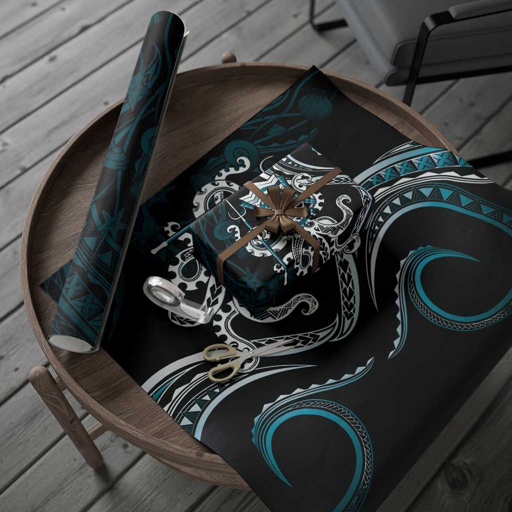 Turquoise Hawaii Kanaloa God Wrapping Paper Hawaiian Octopus LT14 - Polynesian Pride