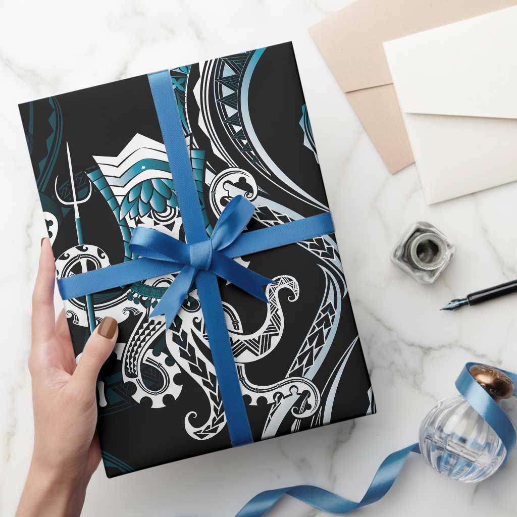 Turquoise Hawaii Kanaloa God Wrapping Paper Hawaiian Octopus LT14 - Polynesian Pride