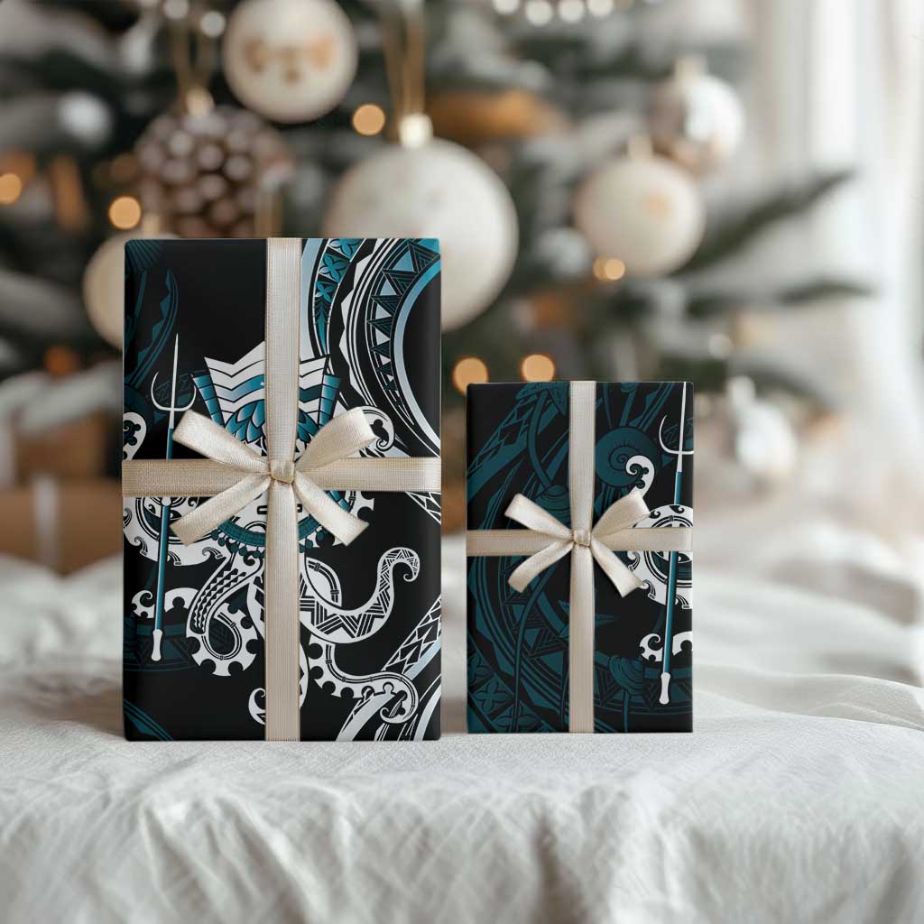 Turquoise Hawaii Kanaloa God Wrapping Paper Hawaiian Octopus LT14 - Polynesian Pride