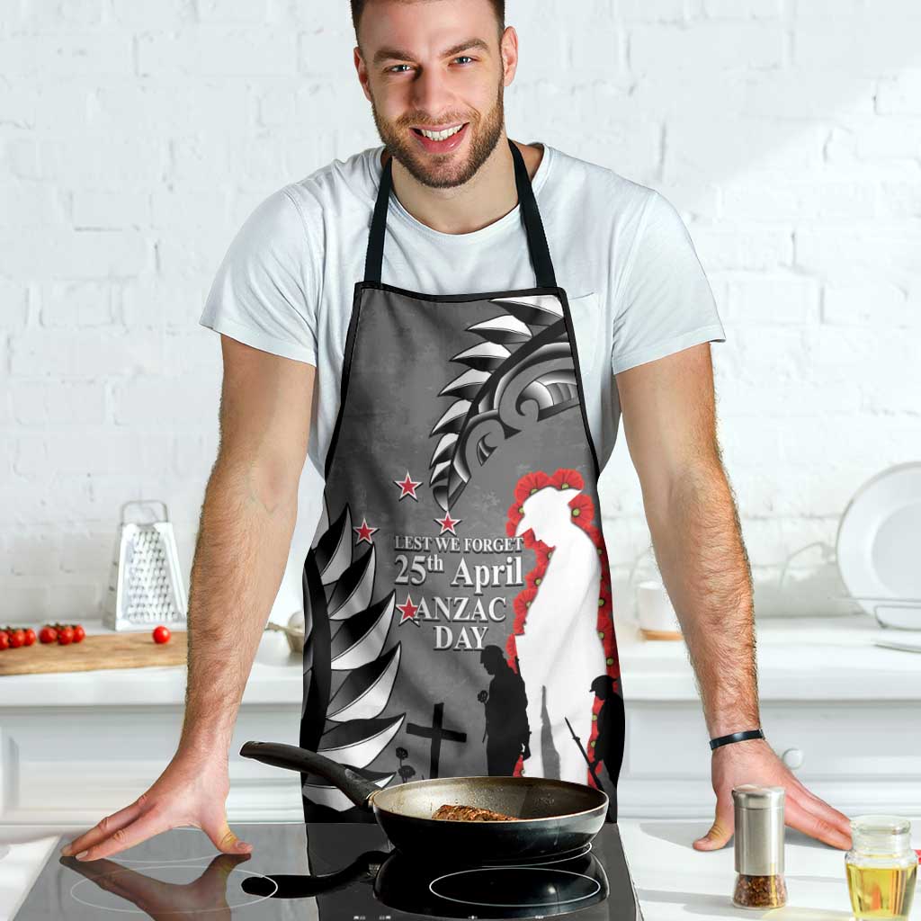 New Zealand ANZAC Day Apron 25th April Silver Fern With Poppy - Polynesian Pride