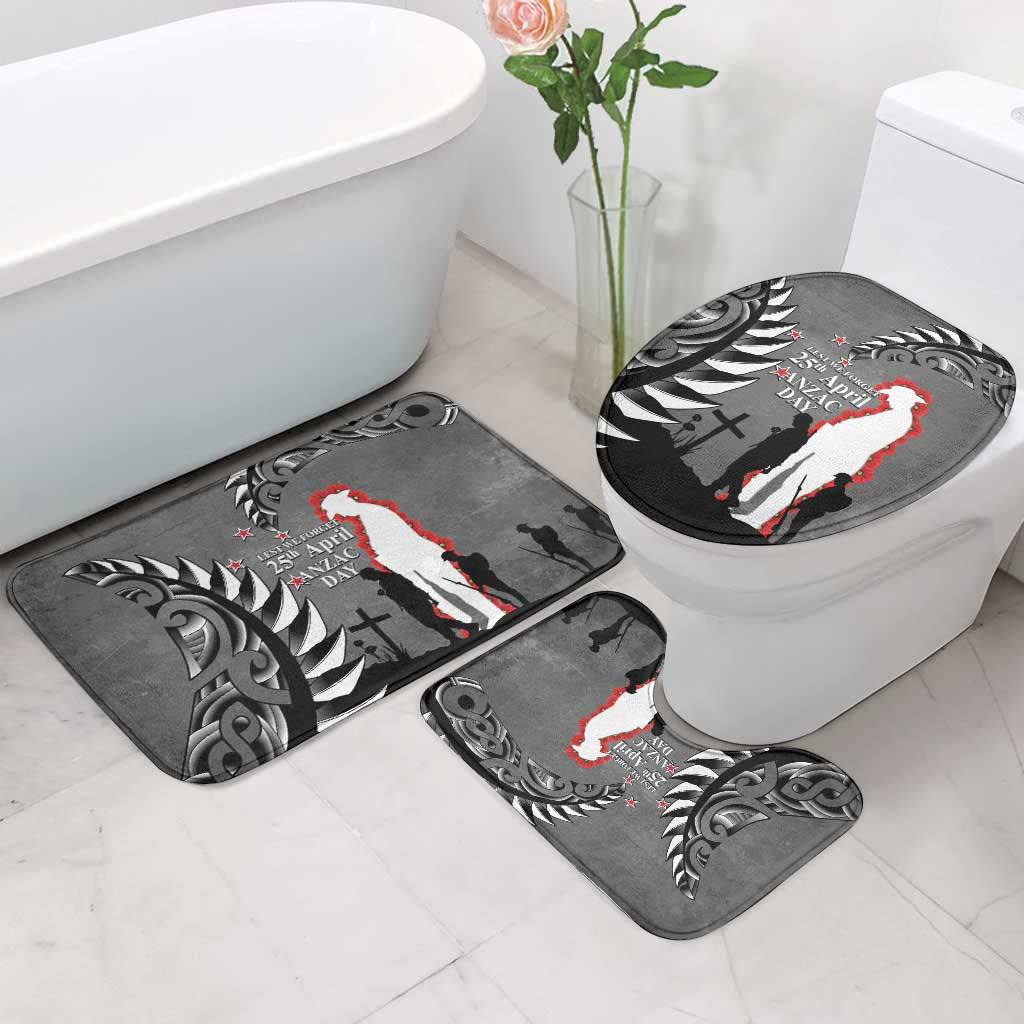 New Zealand ANZAC Day Bathroom Set 25th April Silver Fern With Poppy - Polynesian Pride