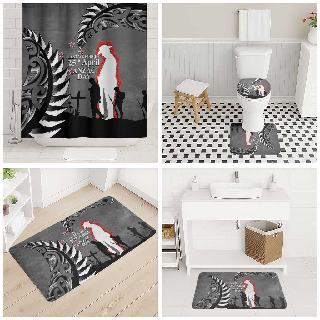New Zealand ANZAC Day Bathroom Set 25th April Silver Fern With Poppy - Polynesian Pride
