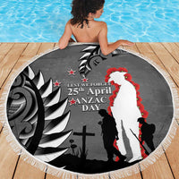 New Zealand ANZAC Day Beach Blanket 25th April Silver Fern With Poppy LT14 - Polynesian Pride