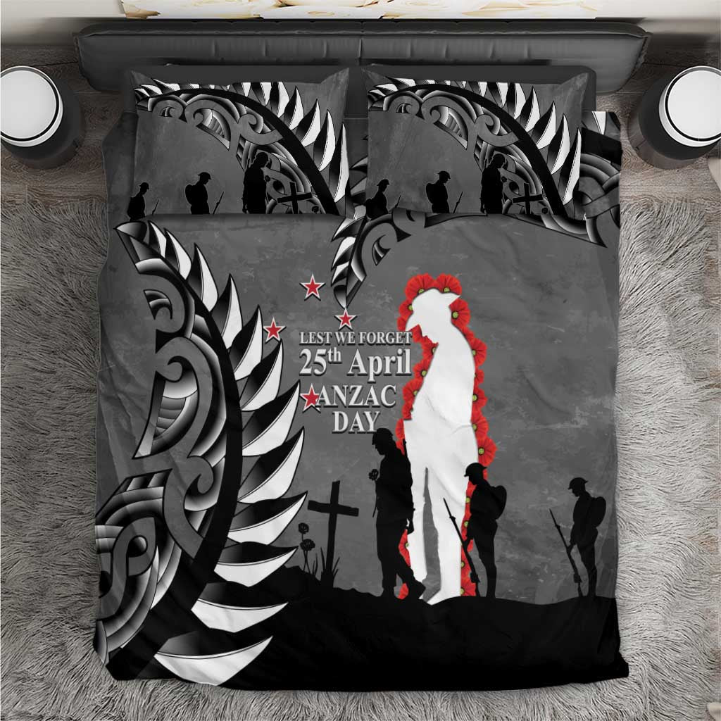 New Zealand ANZAC Day Bedding Set 25th April Silver Fern With Poppy