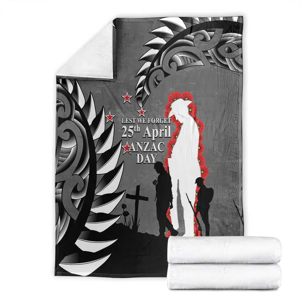 New Zealand ANZAC Day Blanket 25th April Silver Fern With Poppy LT14 - Polynesian Pride