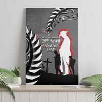 New Zealand ANZAC Day Canvas Wall Art 25th April Silver Fern With Poppy LT14 - Polynesian Pride