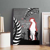 New Zealand ANZAC Day Canvas Wall Art 25th April Silver Fern With Poppy LT14 - Polynesian Pride