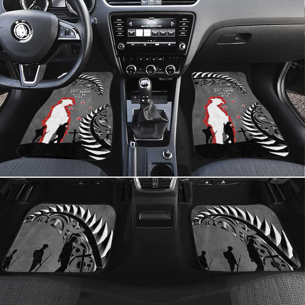 New Zealand ANZAC Day Car Mats 25th April Silver Fern With Poppy