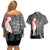 New Zealand ANZAC Day Couples Matching Off Shoulder Short Dress and Hawaiian Shirt 25th April Silver Fern With Poppy