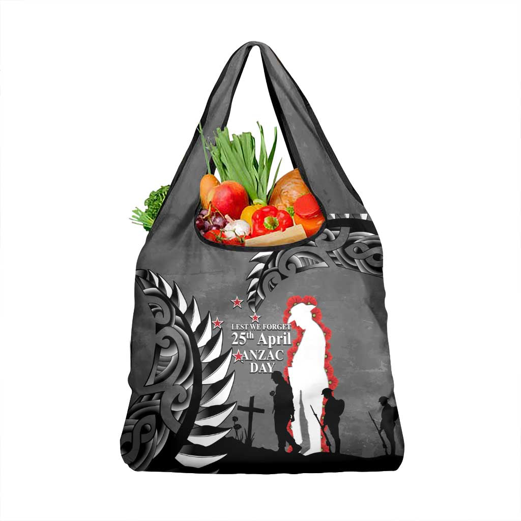 New Zealand ANZAC Day Grocery Bag 25th April Silver Fern With Poppy